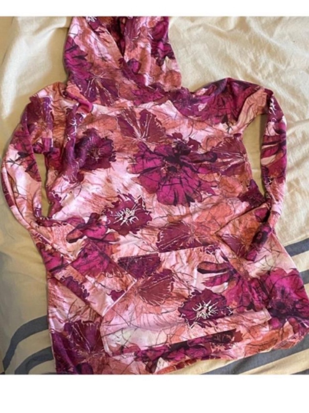 LuLaRoe Pink & Magenta Floral Hoodie Sz S